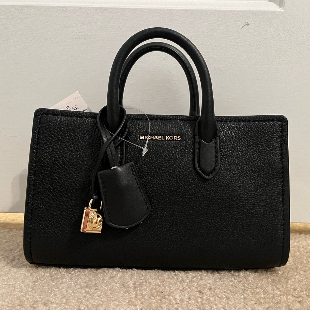 Michael Kors Collection Black Satchel with Gold Hardware
